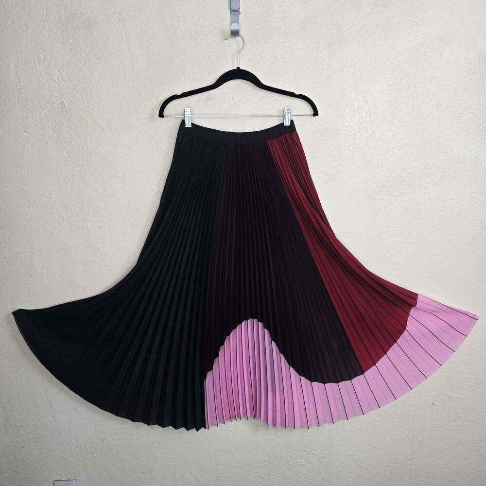 Psophia Vázquez de Castro Colorblock Pleated Midi Skirt Size 38/ US 6 - Picture 8 of 8